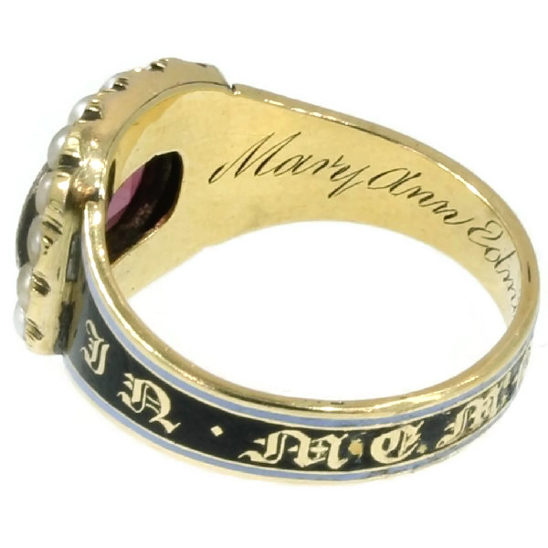Gold Georgian antique mourning ring in memory of Mary Ann Edmonds 1806-1822 (image 6 of 20)